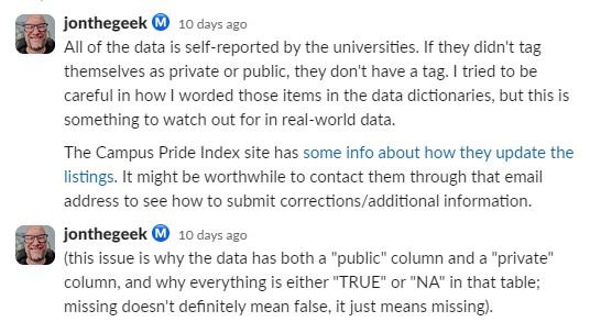 Jon answers my question about why schools are classified as neither public nor private